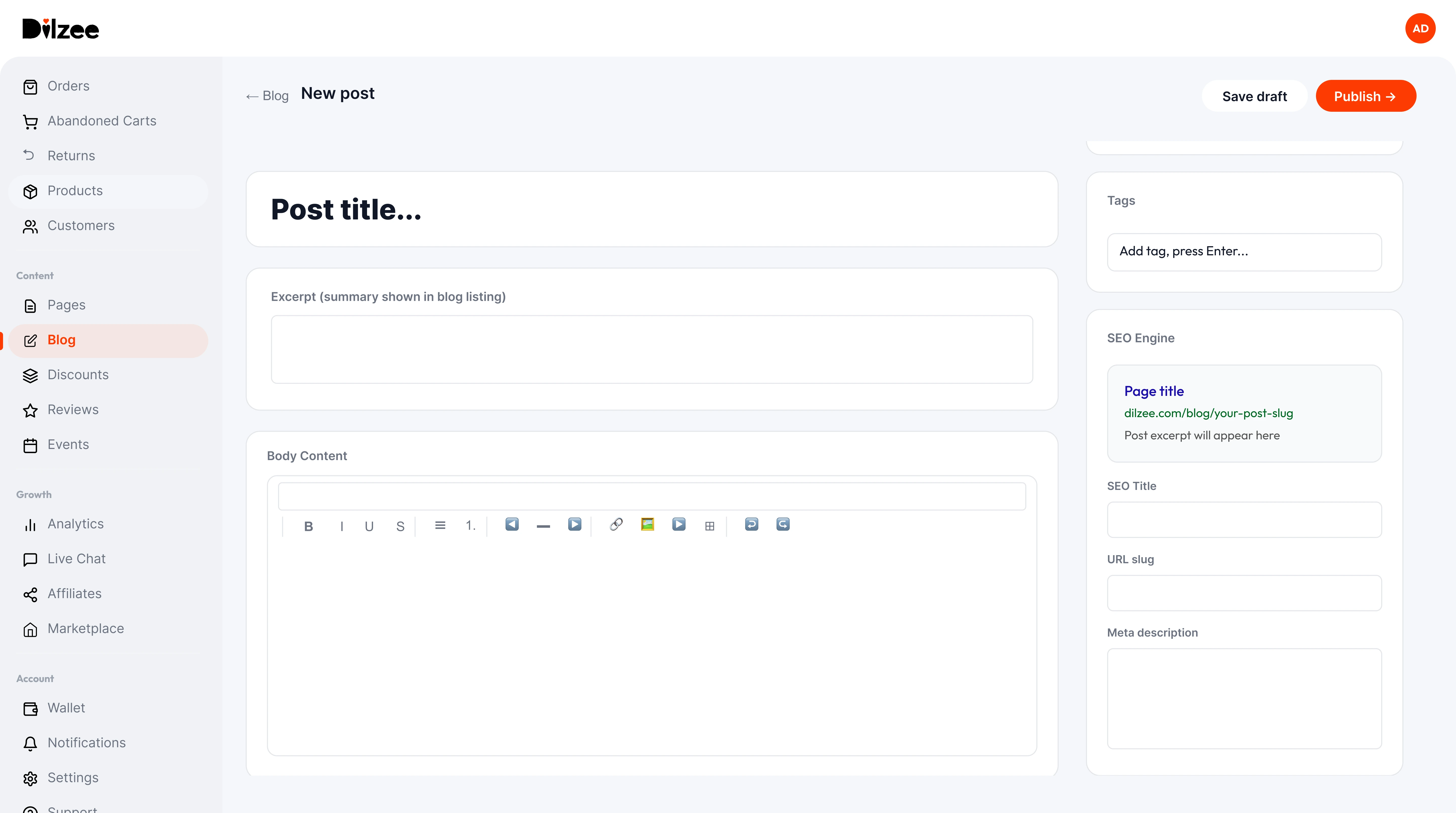 Blog editor