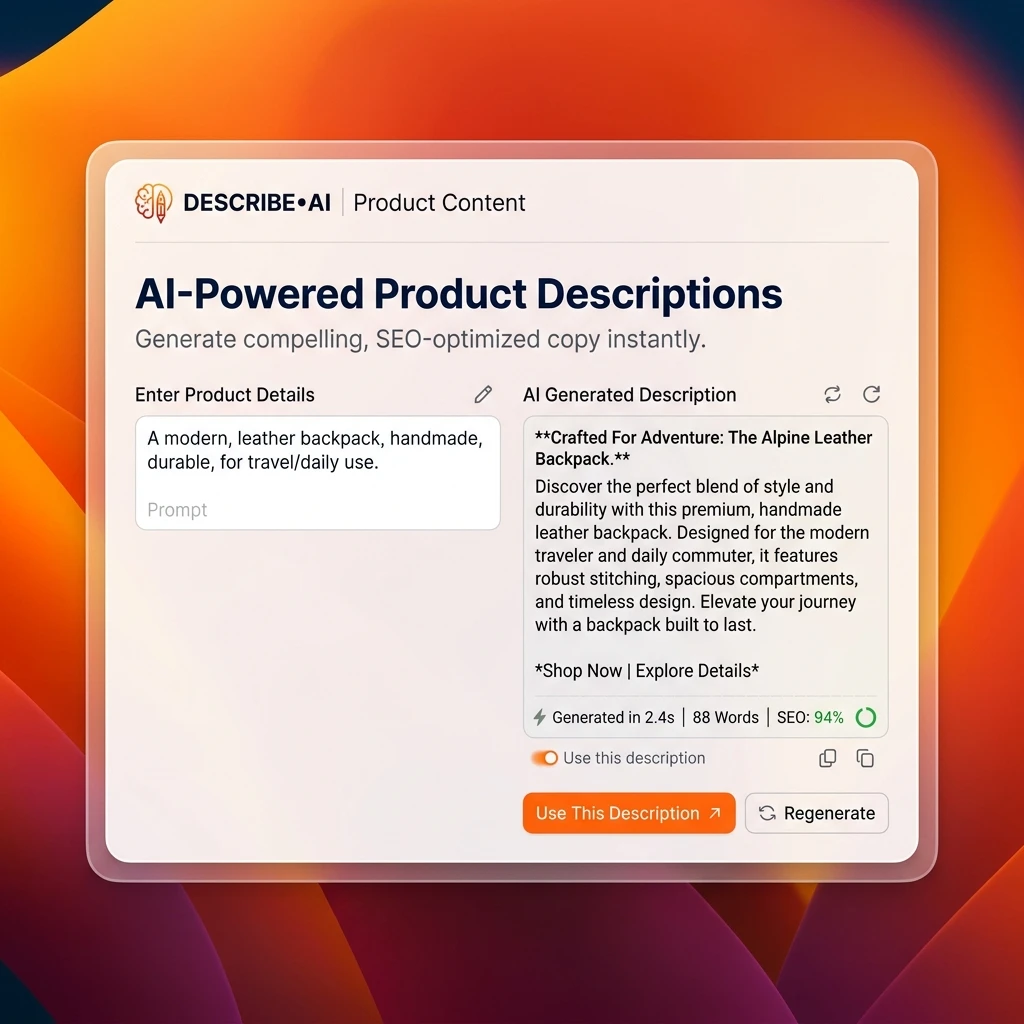 Aria AI product description writer