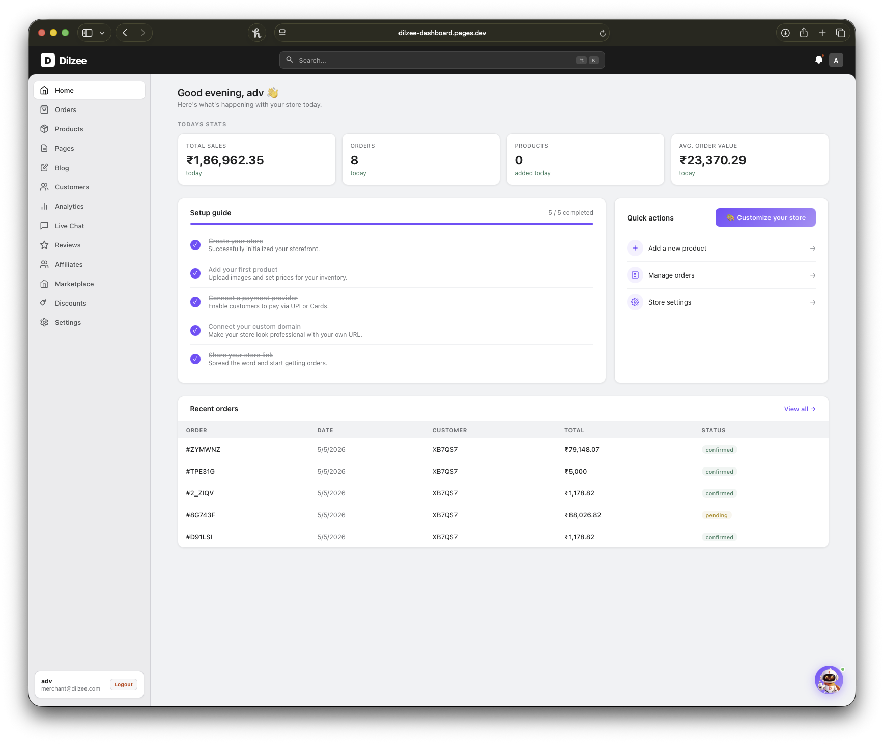 Dilzee Dashboard